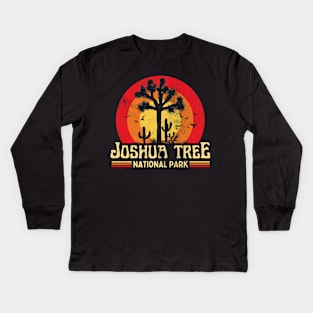 Joshua Tree National Park California Vintage Sunset Kids Long Sleeve T-Shirt